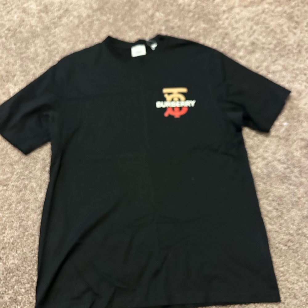 SOLD Burberry Black Tee with Red and Tan Logo - Picture 2 of 4